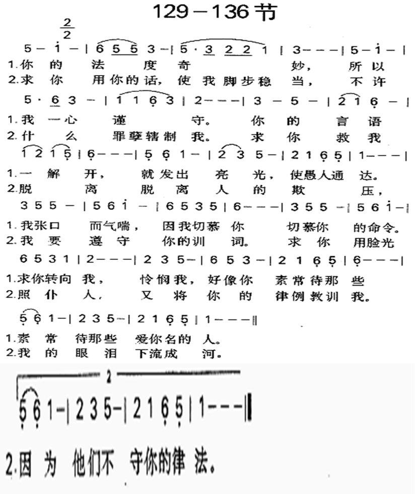 一百十九篇129到136节 第 1 页