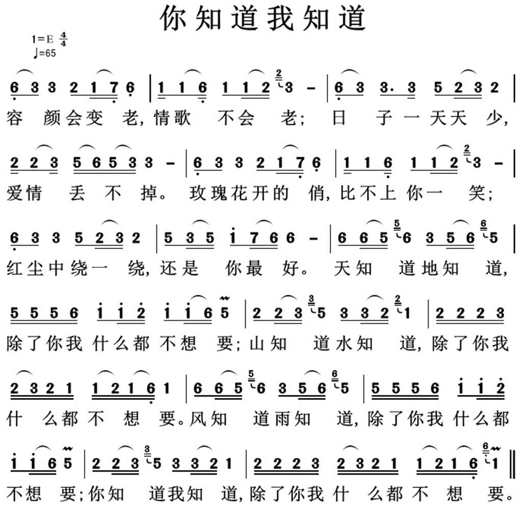 你知道我知道 简谱 第 1 页