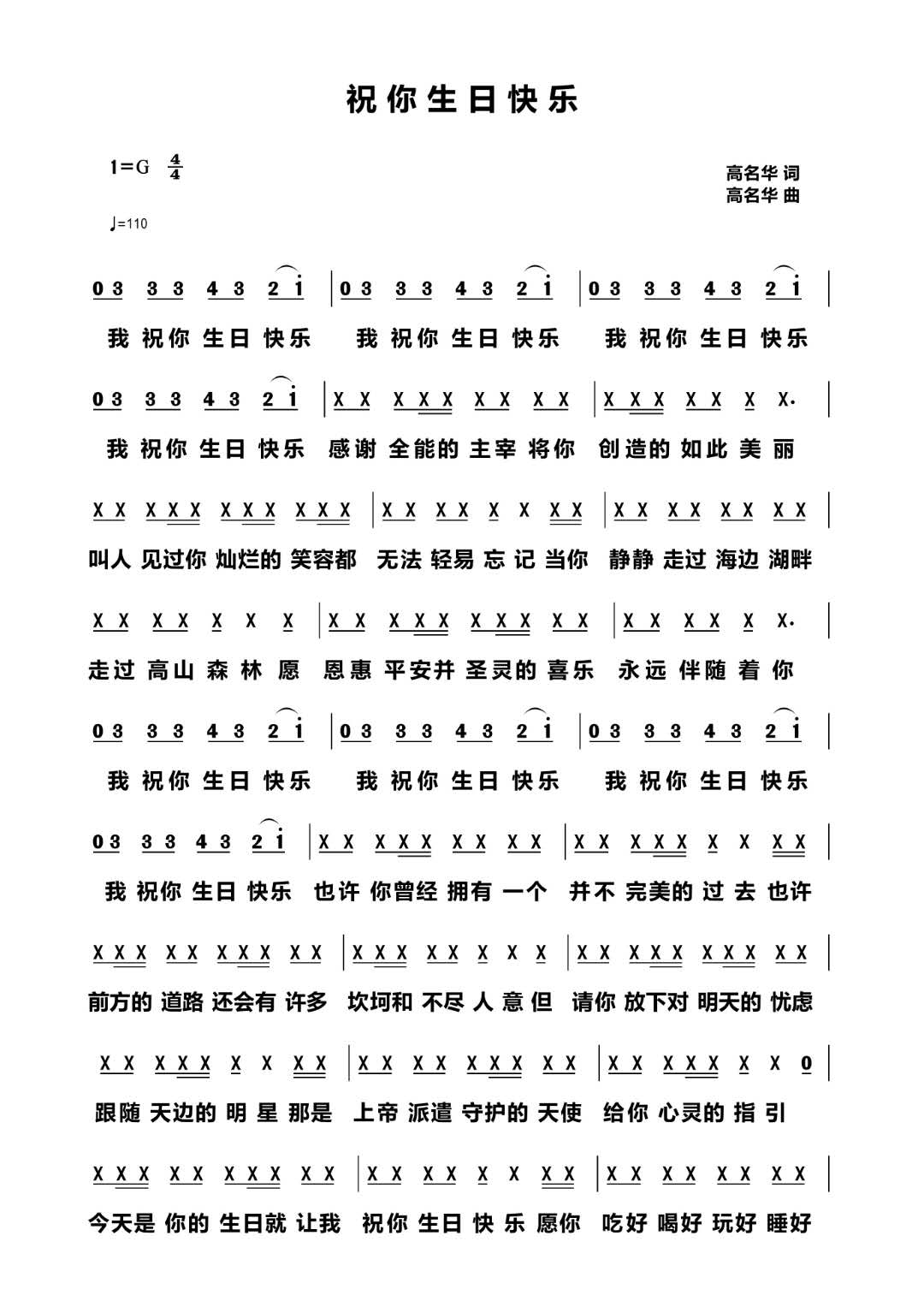 我祝你生日快乐 官方简谱 第 1 页