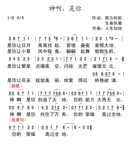 神啊，是你 简谱 第 1 页