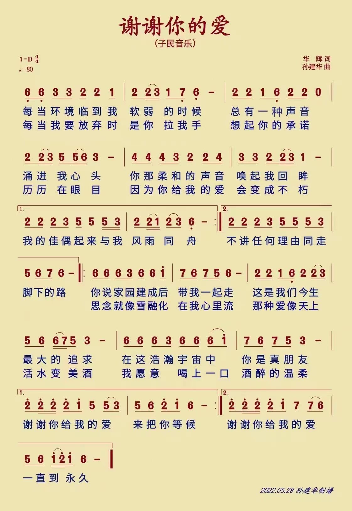 谢谢你的爱 简谱 第 1 页