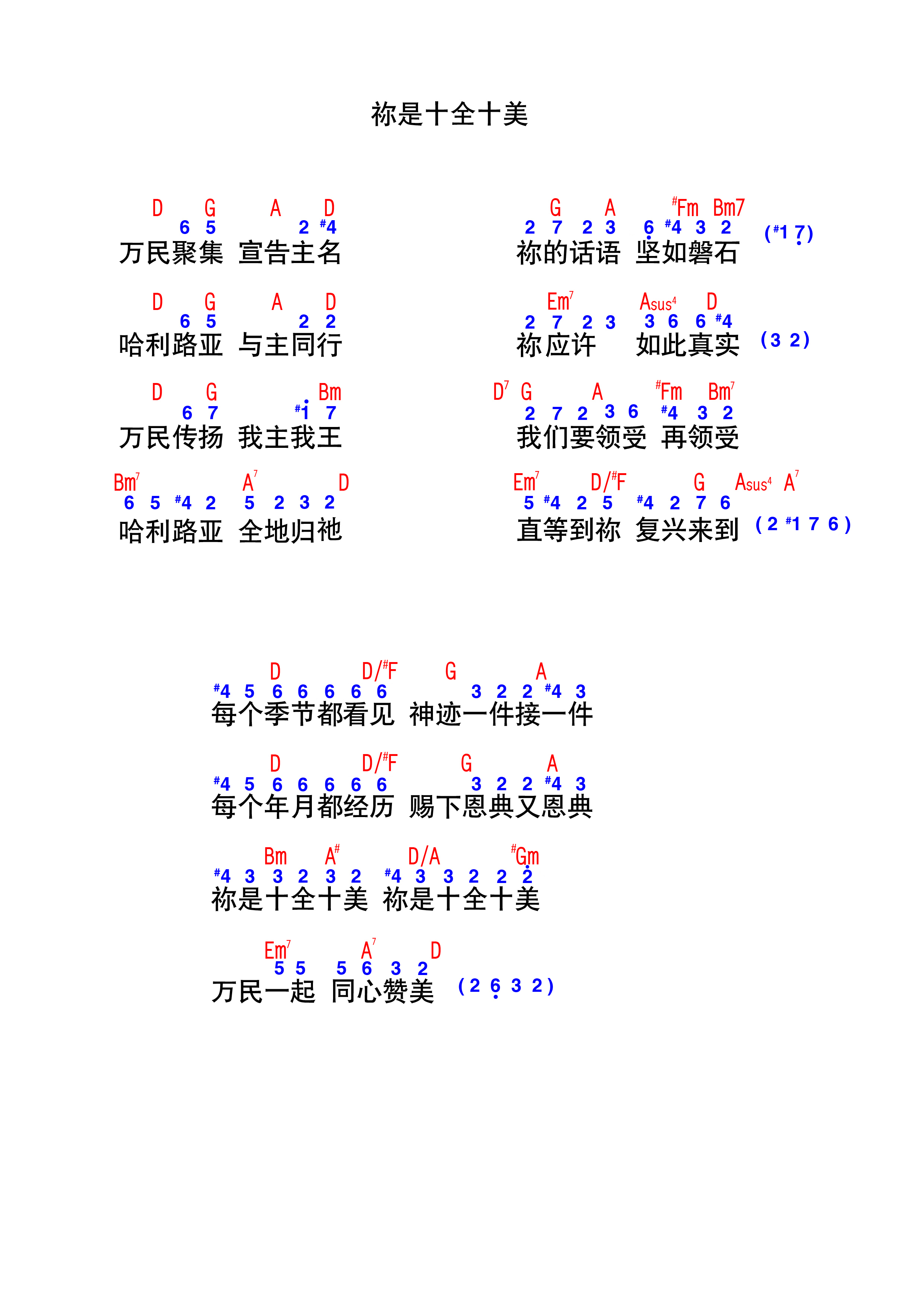 你是十全十美 和弦简谱 第 1 页