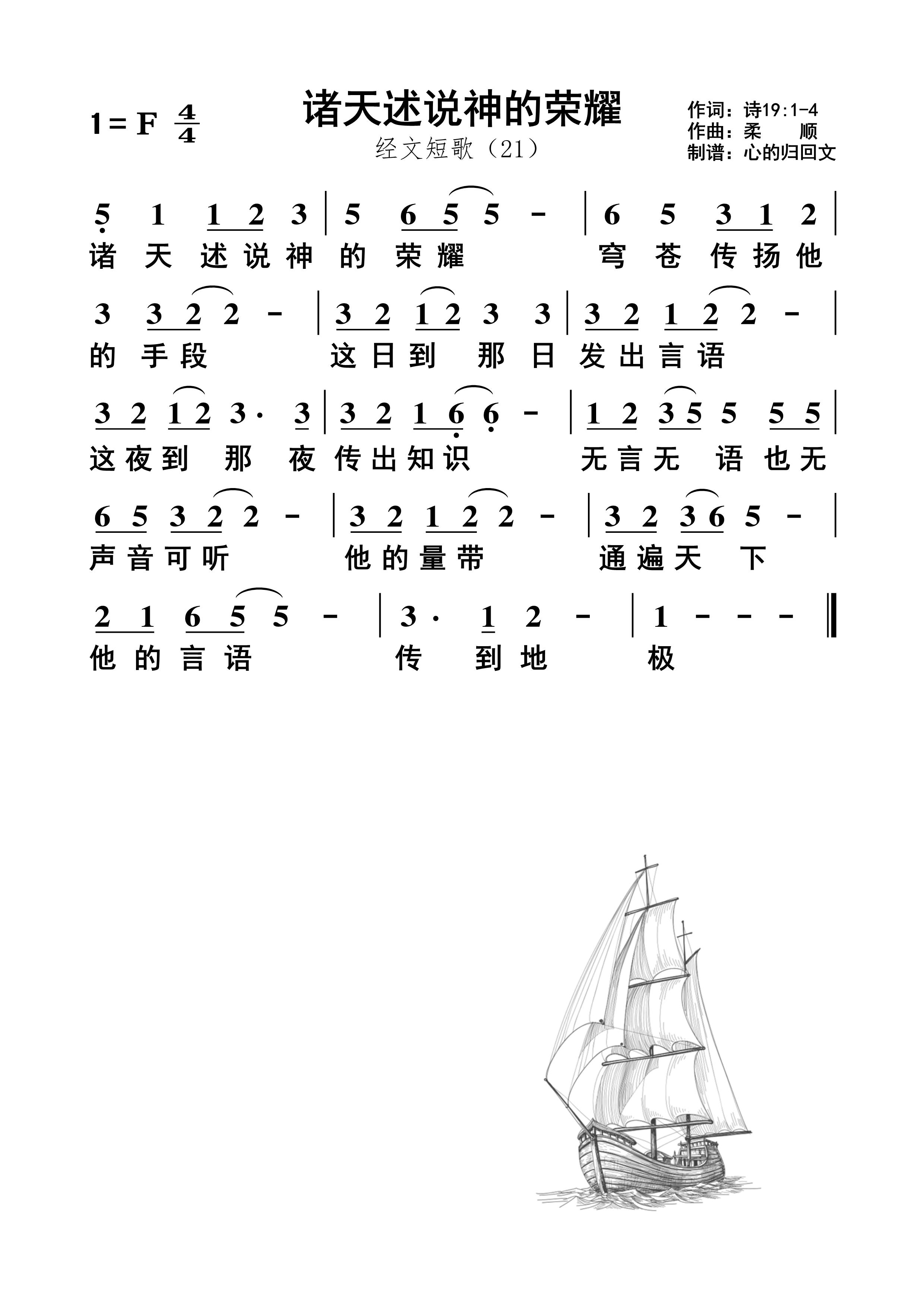 诸天述说神的荣耀 简谱 第 1 页