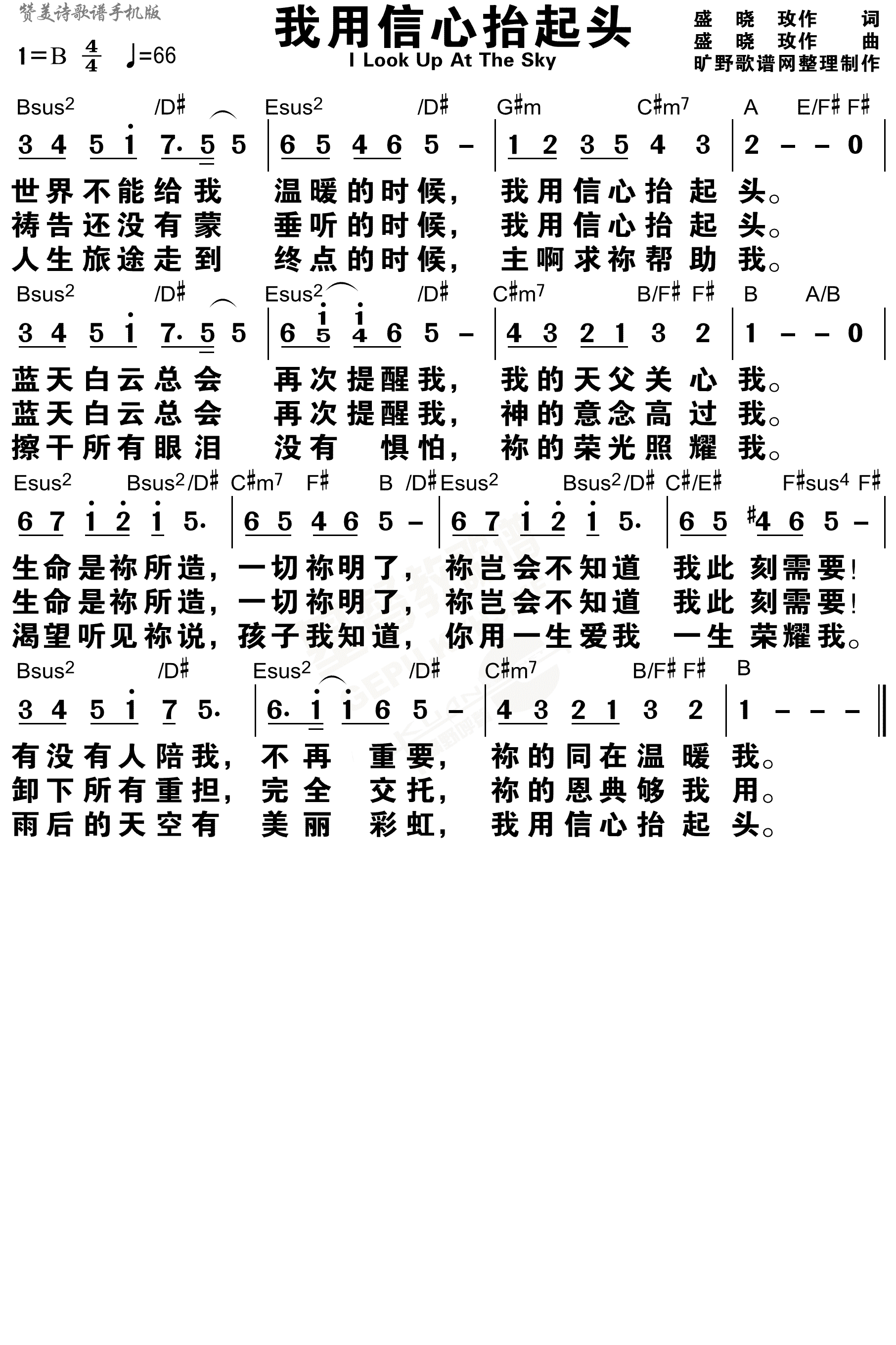 我用信心抬起头 和弦简谱 第 1 页