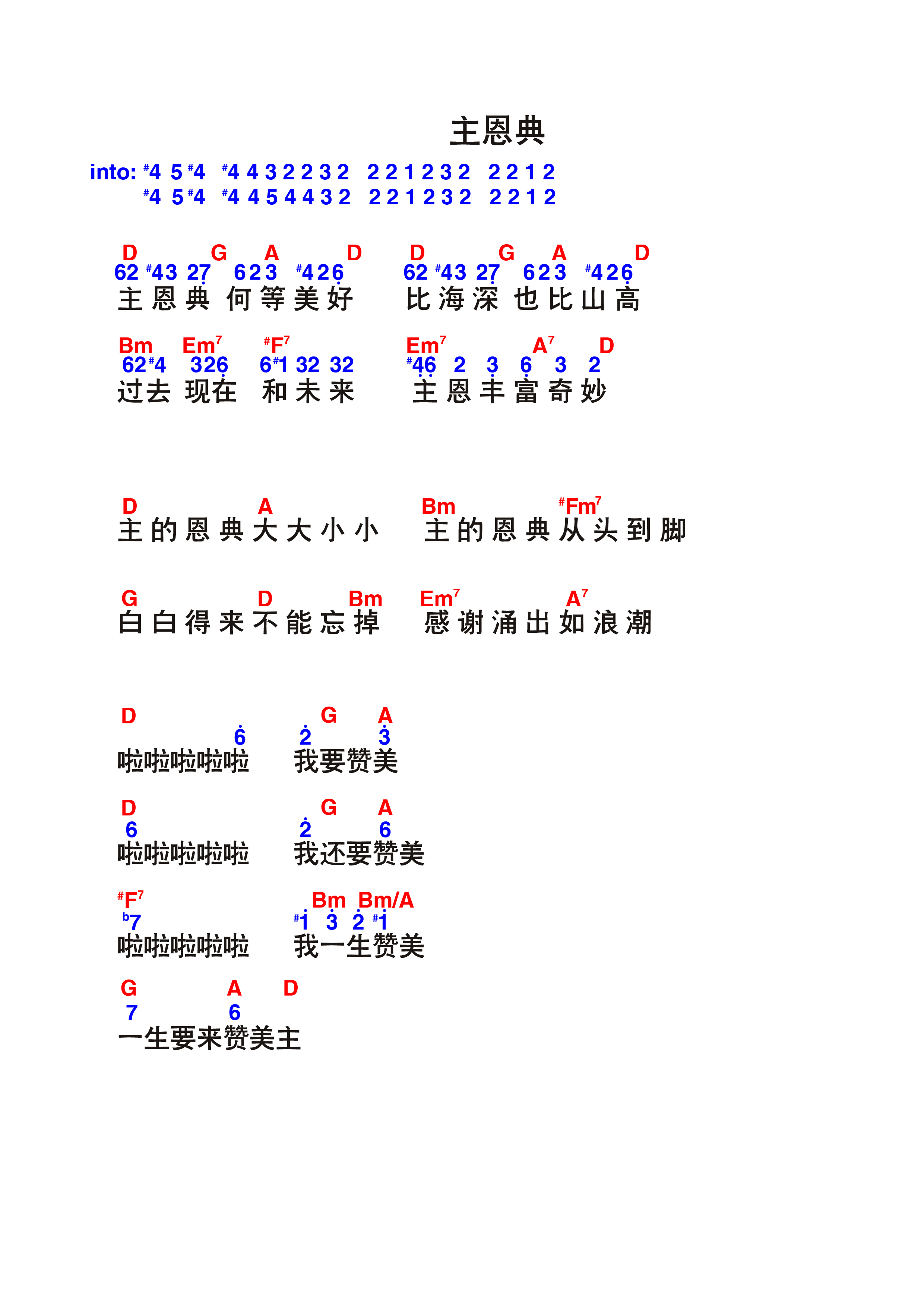 主恩典 和弦谱 第 1 页