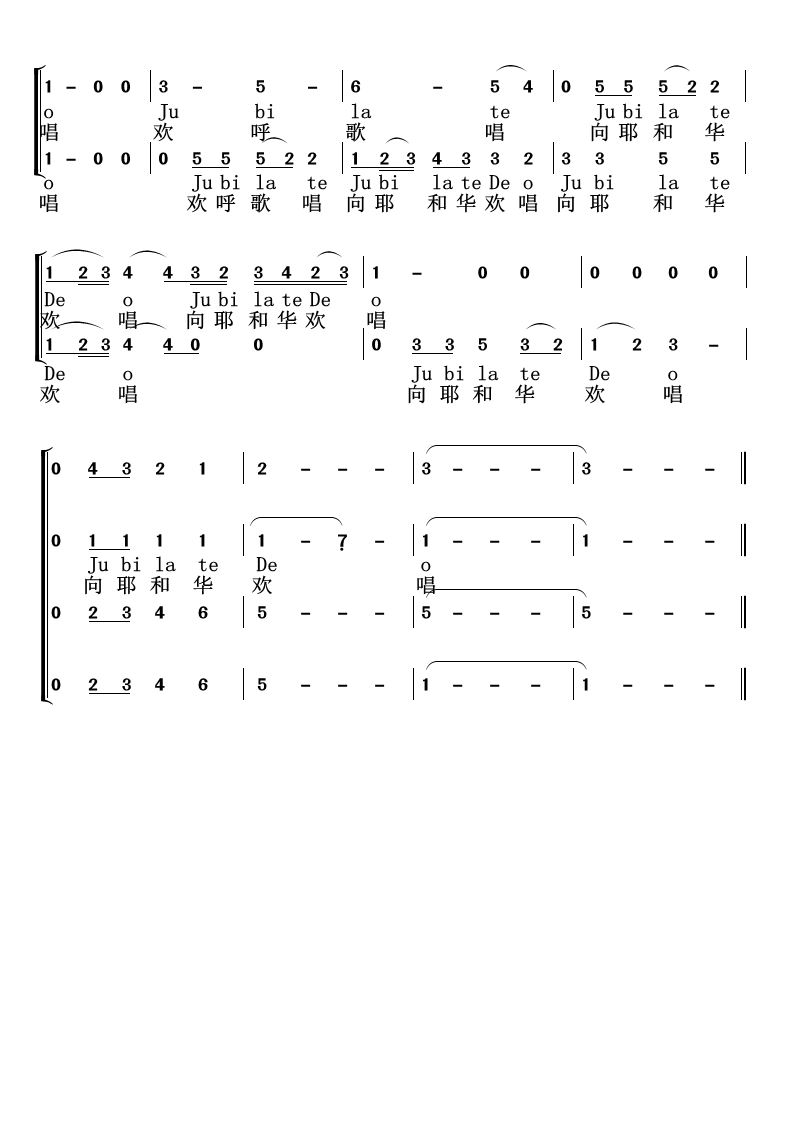 JubilateDeo 多声部简谱 第 2 页