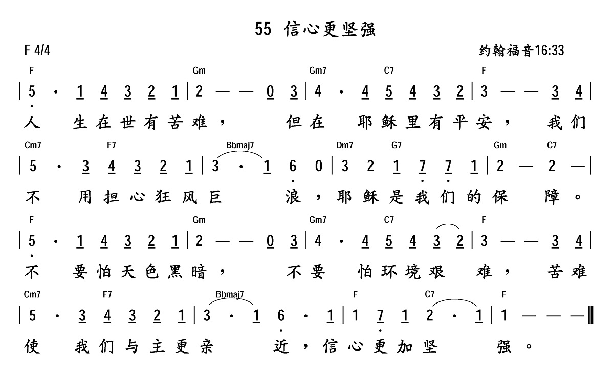 信心更坚强 和弦简谱 第 1 页