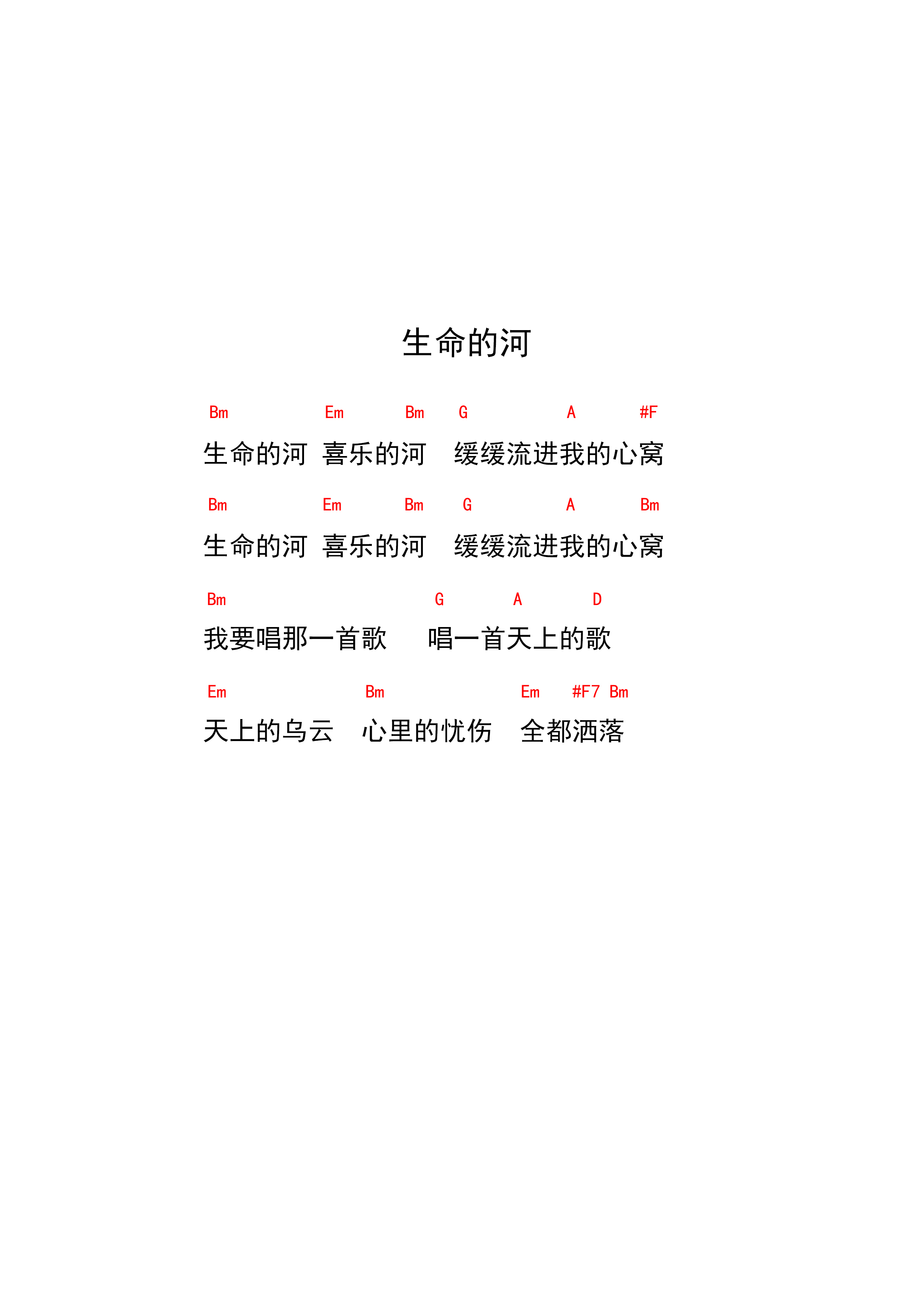 生命的河 和弦谱 第 1 页