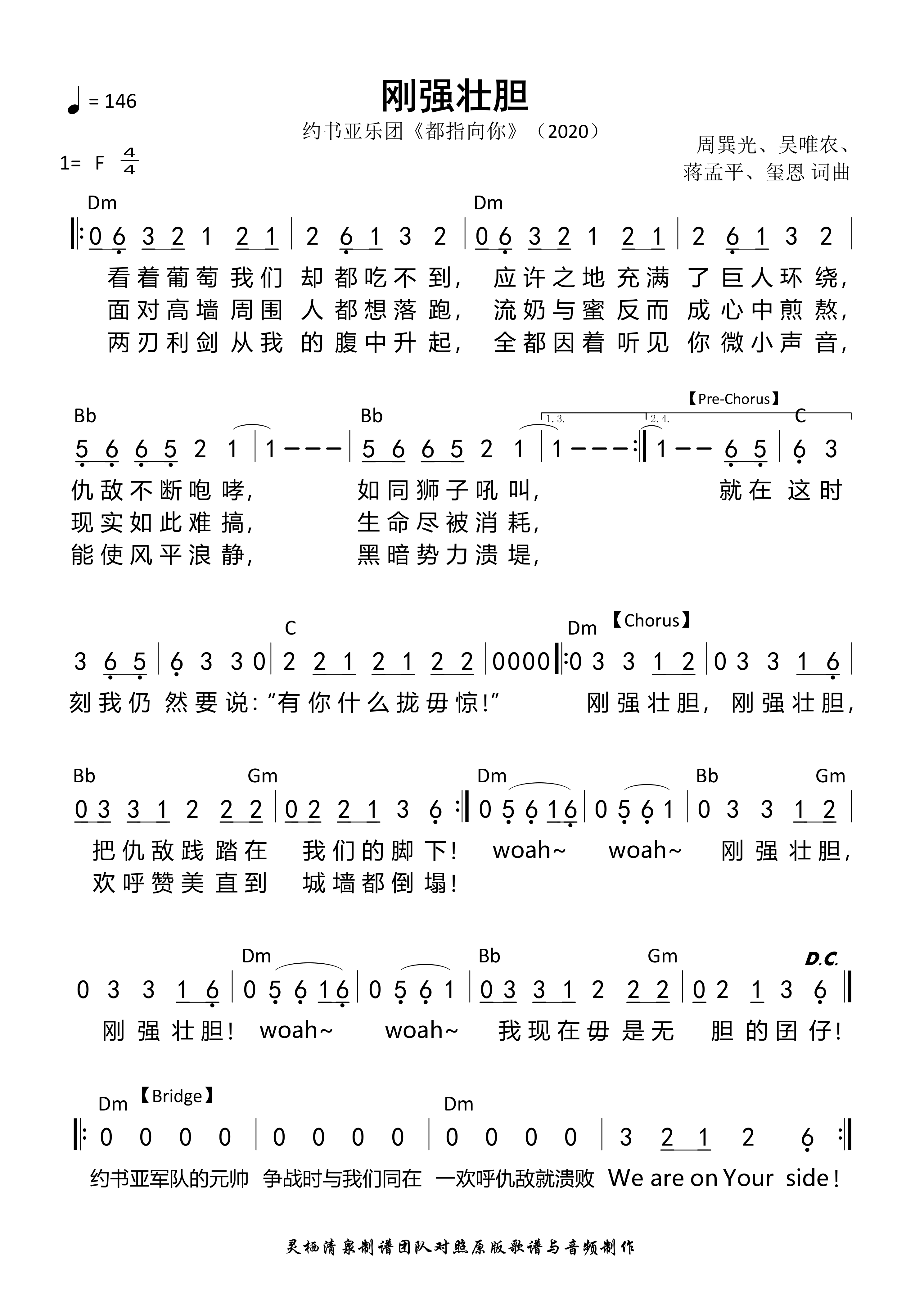 刚强壮胆 和弦简谱 第 1 页