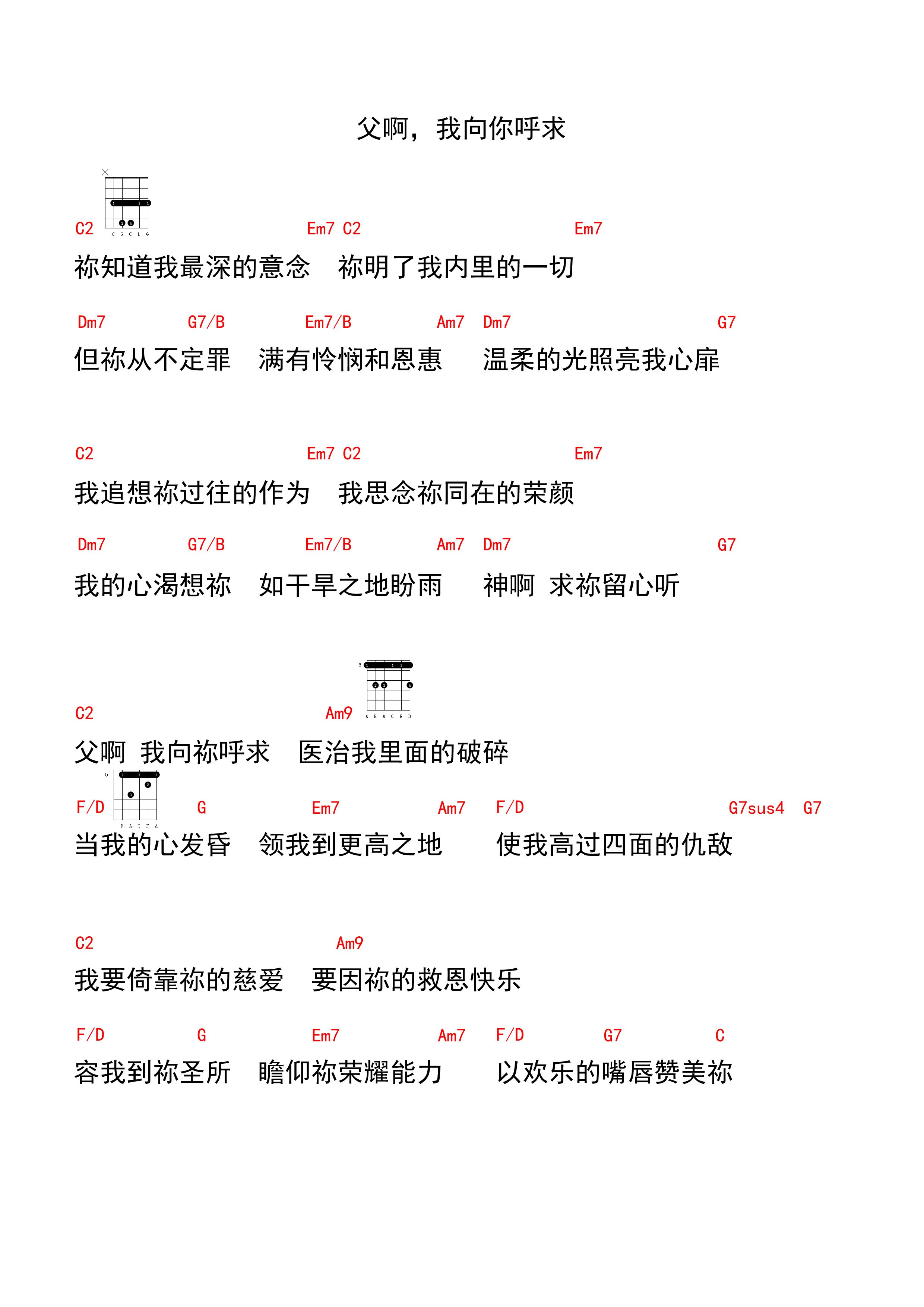 父啊，我向你呼求 和弦谱 第 1 页
