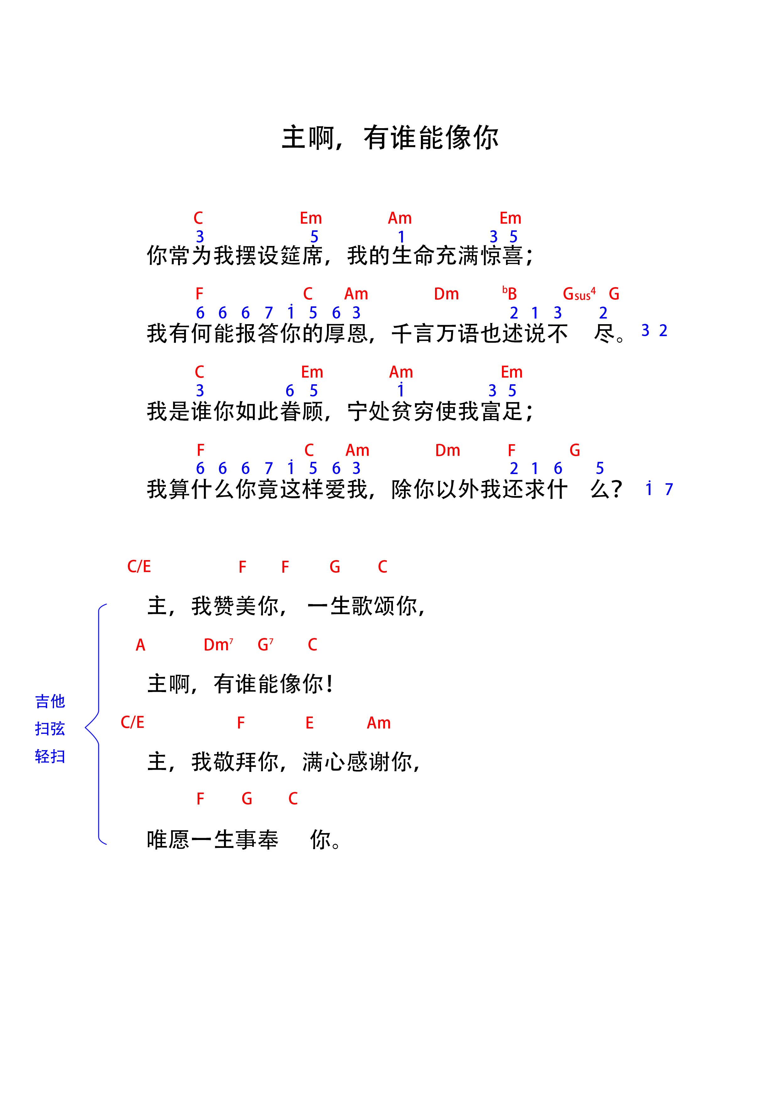 主啊，有谁能像你 和弦谱 第 1 页
