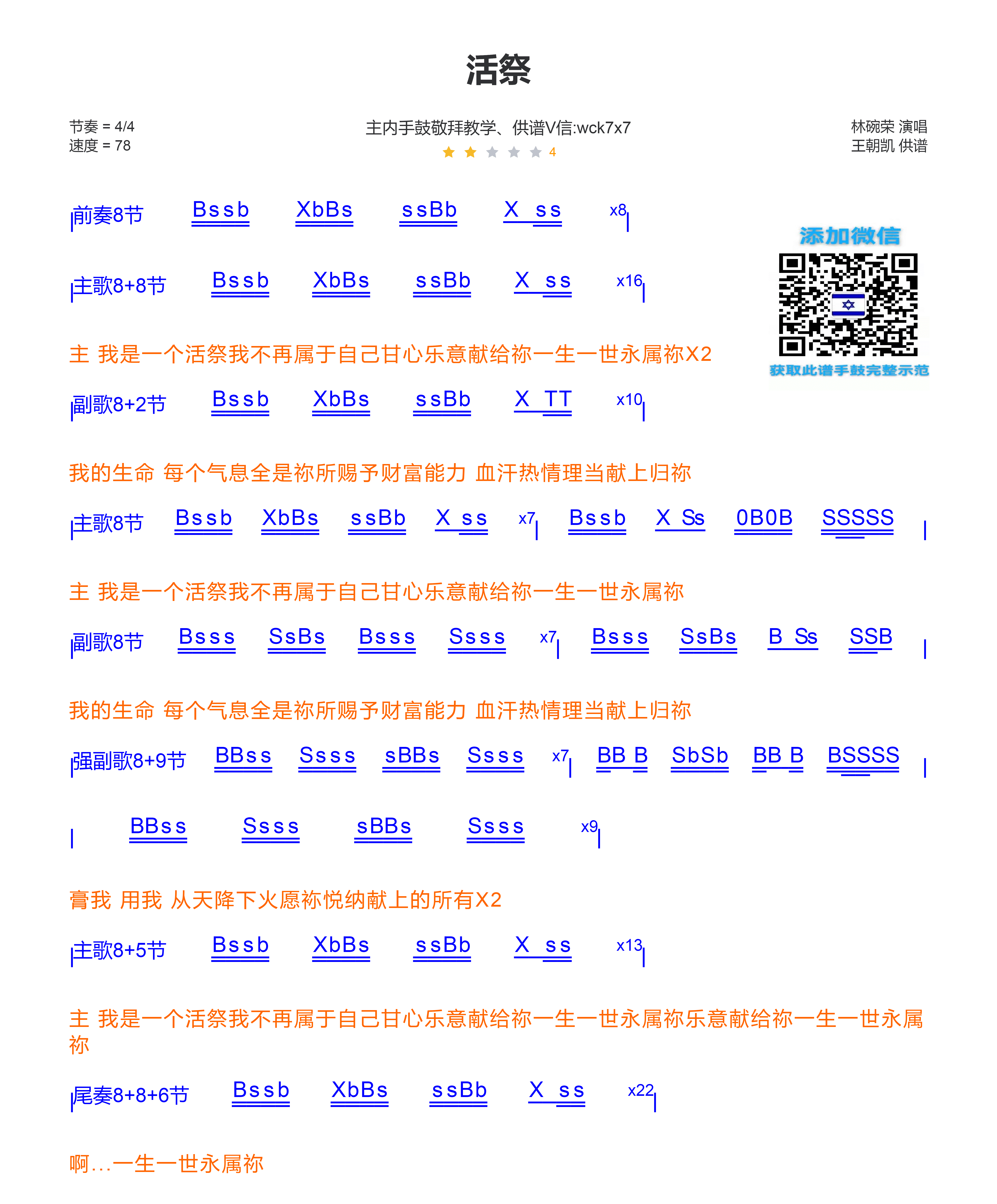 活祭 非洲鼓/箱鼓鼓谱 第 1 页