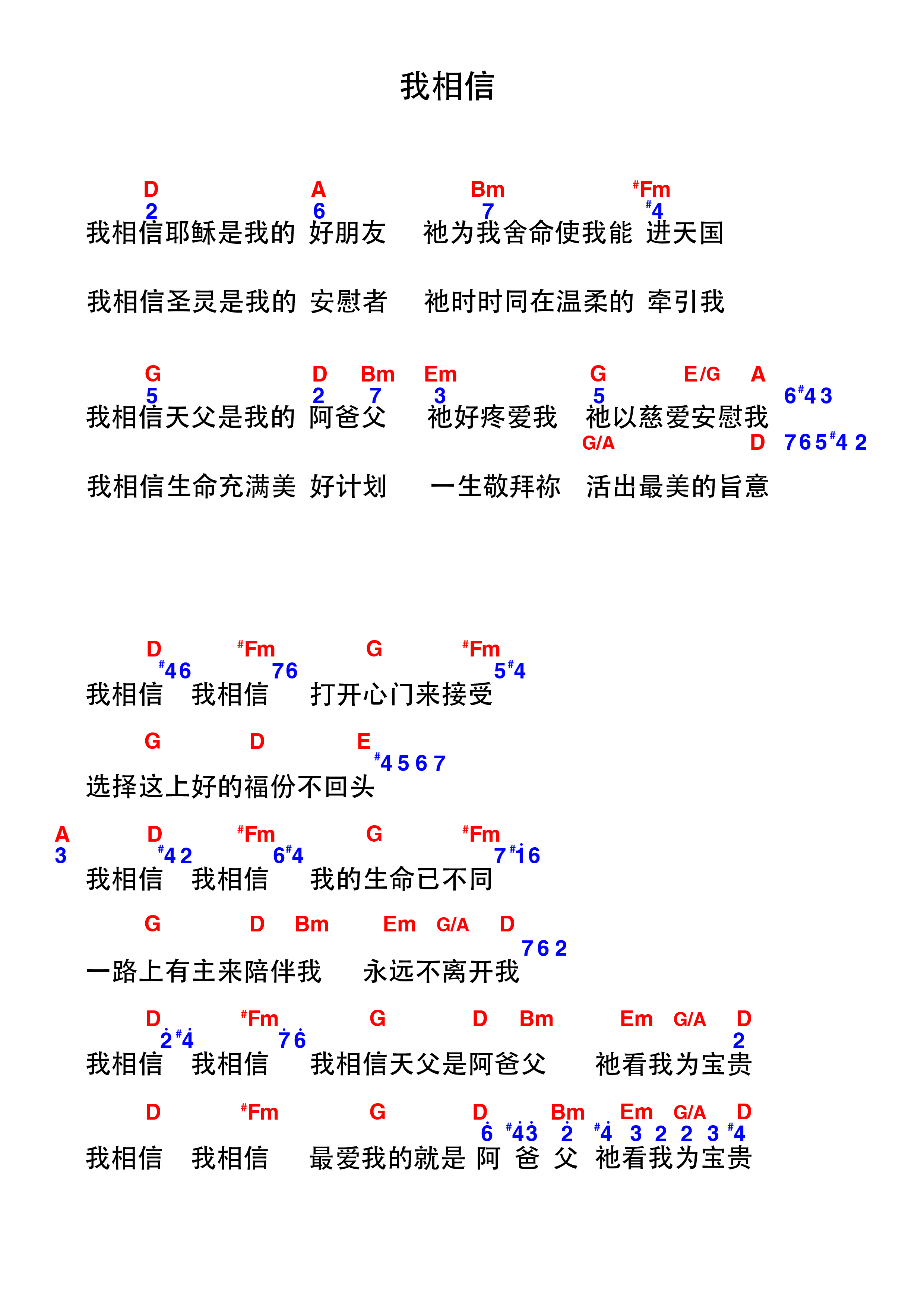 我相信 和弦谱 第 1 页