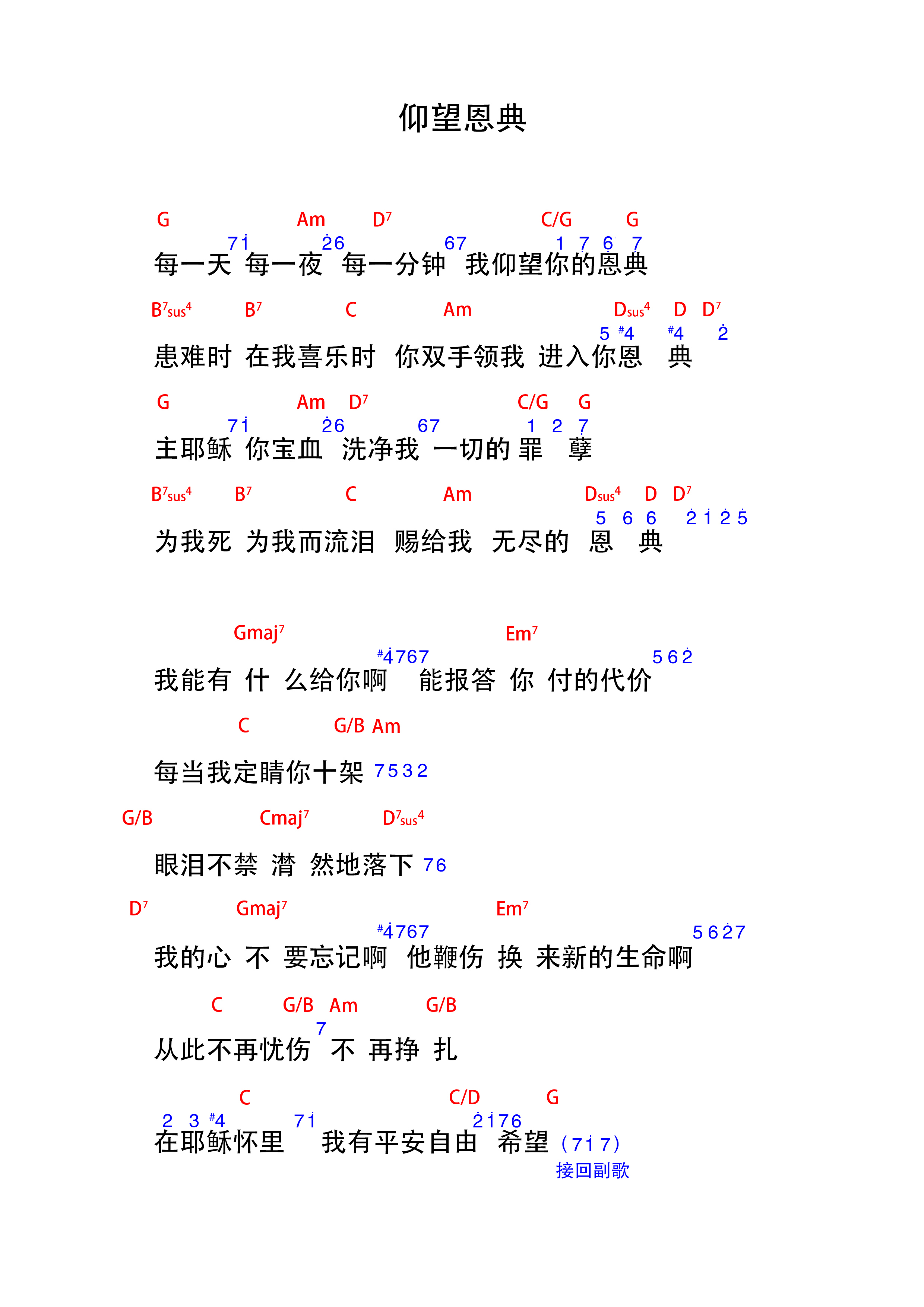仰望恩典 和弦谱 第 1 页