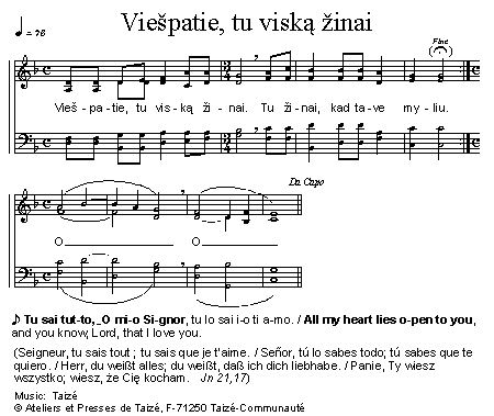 Viešpatie, tu viską žinai 官方五线谱 第 1 页