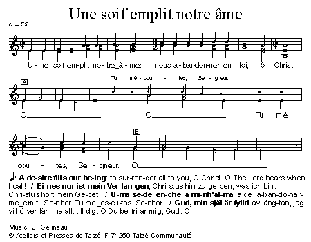 Une soif emplit notre âme 官方五线谱 第 1 页