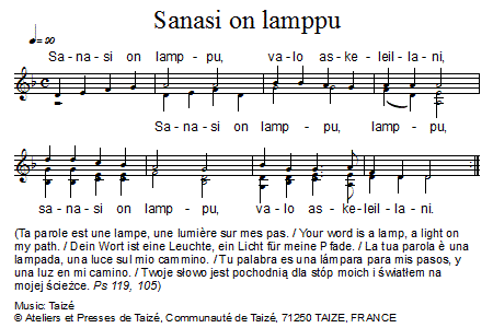 Sanasi on lamppu 官方五线谱 第 1 页
