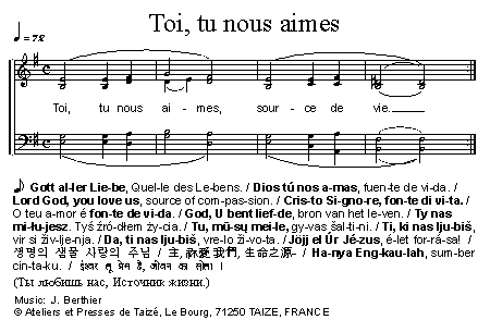 Toi, tu nous aimes 官方五线谱 第 1 页